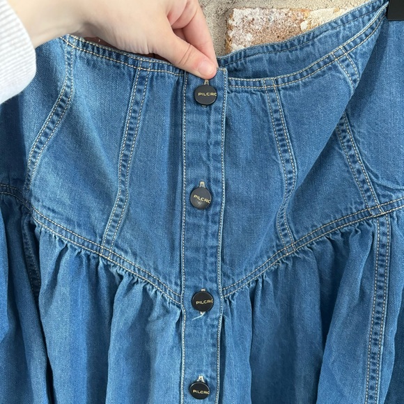 Pilcro Anthropologie Plus Basque Waist Denim Midi Skirt, 18W - Picture 4 of 7